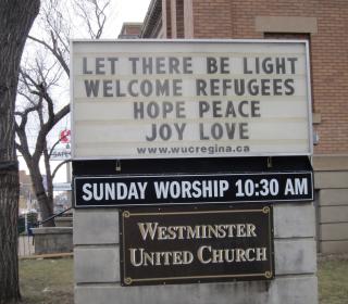 Westminster united church sign