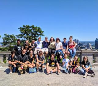 The GC43 Pilgrims gather for a group photo atop Mount Royal, overlooking downtown Montreal.