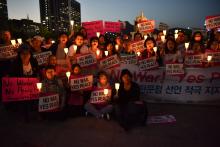 Women Peace Candle March at Gwanghwamun Square, Seoul, South Korea.