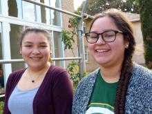 Two young Indigenous women, Nicky McKay (left) and Sam Miller (right) are part of the United Church dialogue on reconciliation in Australia.