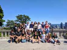 The GC43 Pilgrims gather for a group photo atop Mount Royal, overlooking downtown Montreal.