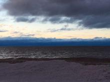 Lake Erie shore on a cloudy day