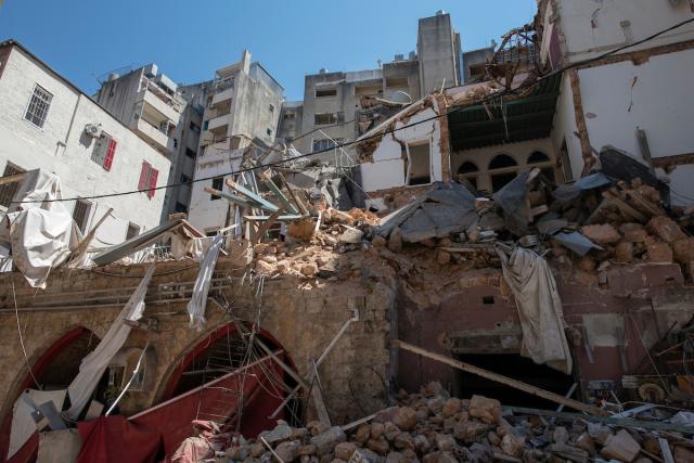 Destroyed buildings and rubble in Beirut