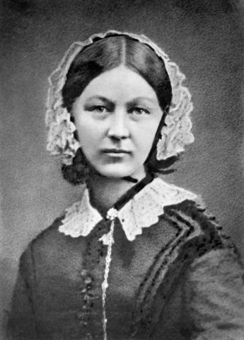 This photograph of Florence Nightingale (c. 1860) was taken by Henry Hering (1814–1893) and hangs in the National Portrait Gallery, London, England. Black-and-white portrait photograph of Florence Nightingale at about age 40.