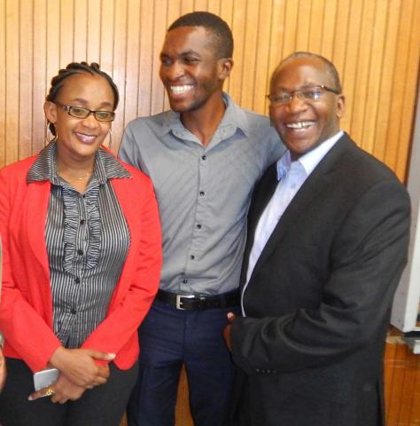 Members of Pembizo Christian Council, Africa. Pembizo Christian Council is a continent-wide ecumenical organization that focuses on LGBTQ+ support, advocacy, and human rights. Three members of Pembizo Christian Council, Africa smiling.