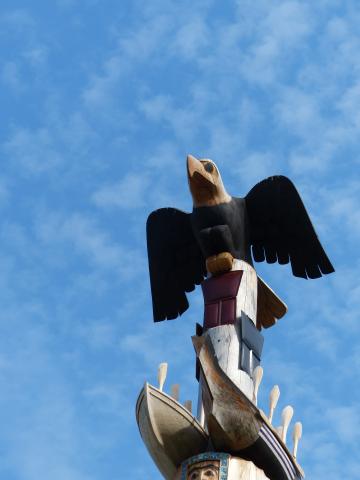 The Reconciliation Totem by Haida carver James Hart at the University of British Columbia. The Reconciliation Totem by James Hart